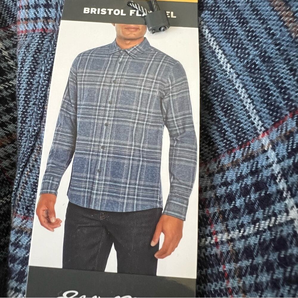 Eddie Bauer Blue Flannel Plaid Button Up Shirt Men’s Medium NEW - Picture 8 of 9